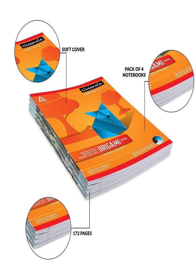 Classmate Origami Notebooks - Single Line, 172 Pages, 240 mm x 180 mm - Pack of 4 (02001283AZBL) - Image 5